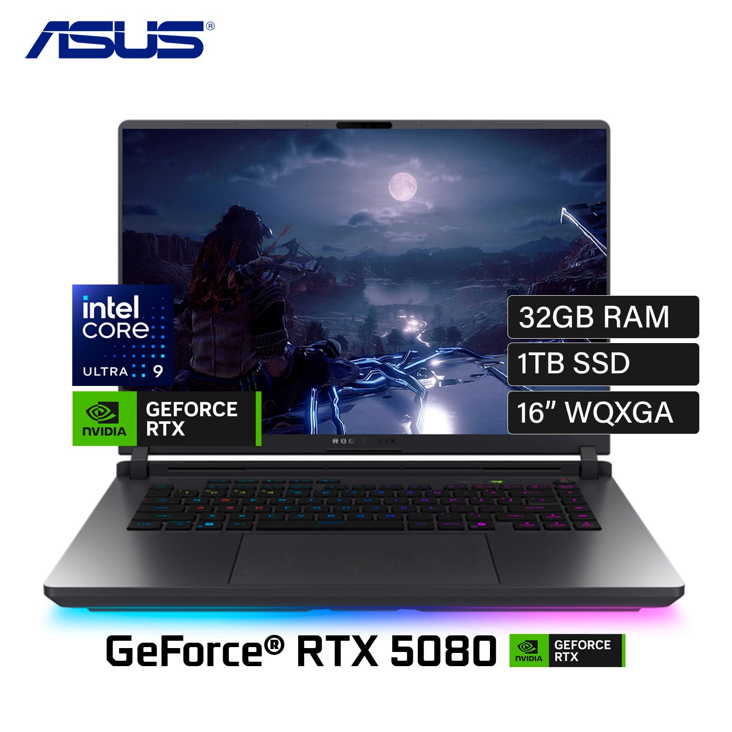 Laptop ASUS ROG Strix G16 (2025) G615LW-AS96 Intel Core Ultra 9 275HX Ram 32GB Disco 1TB SSD Video NVIDIA RTX 5080 16GB 16" WQXGA Windows 11