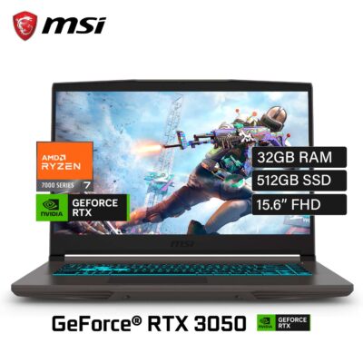 Laptop MSI Thin A15 B7UC-257US Ryzen 7 7735HS Ram 32GB Disco 512GB SSD Video Nvidia RTX 3050 4GB 15.6" FHD Windows 11