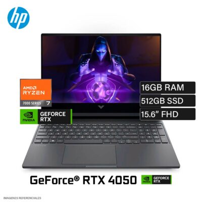 Laptop HP Victus 15-FB3022LA Ryzen 7 7445HS Ram 16 GB Disco 512GB SSD Video NVIDIA RTX 4050 6GB 15.6″ FHD FreeDOS (BT4F2LA#ABM)