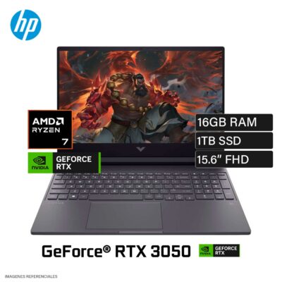 Laptop HP Victus 15-FB2017LA Ryzen 7 8845HS RAM 16GB Disco 1TB SSD Video NVIDIA RTX 3050 6GB 15.6" FHD Windows 11 (A14LNLA#ABM)