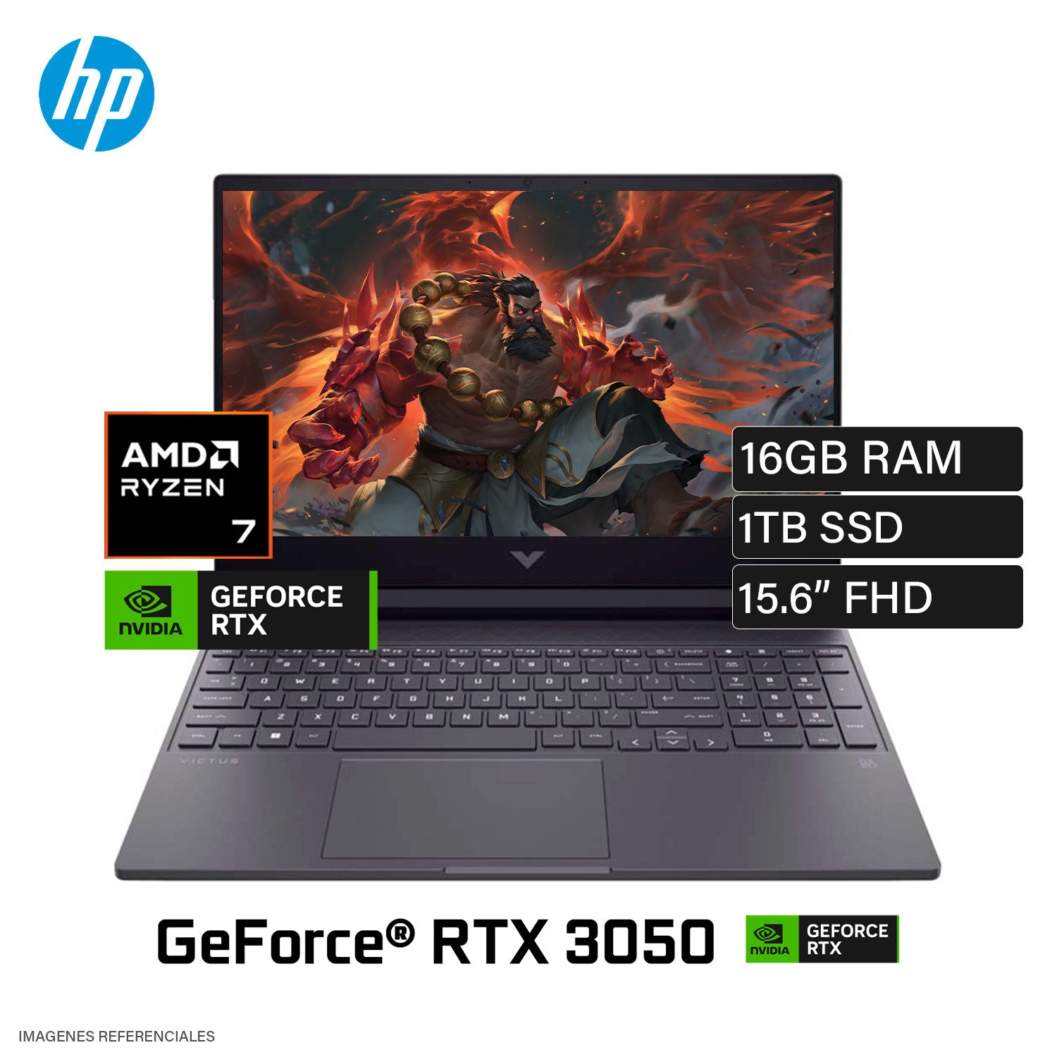 Laptop HP Victus 15-FB2017LA Ryzen 7 8845HS RAM 16GB Disco 1TB SSD Video NVIDIA RTX 3050 6GB 15.6" FHD Windows 11 (A14LNLA#ABM)