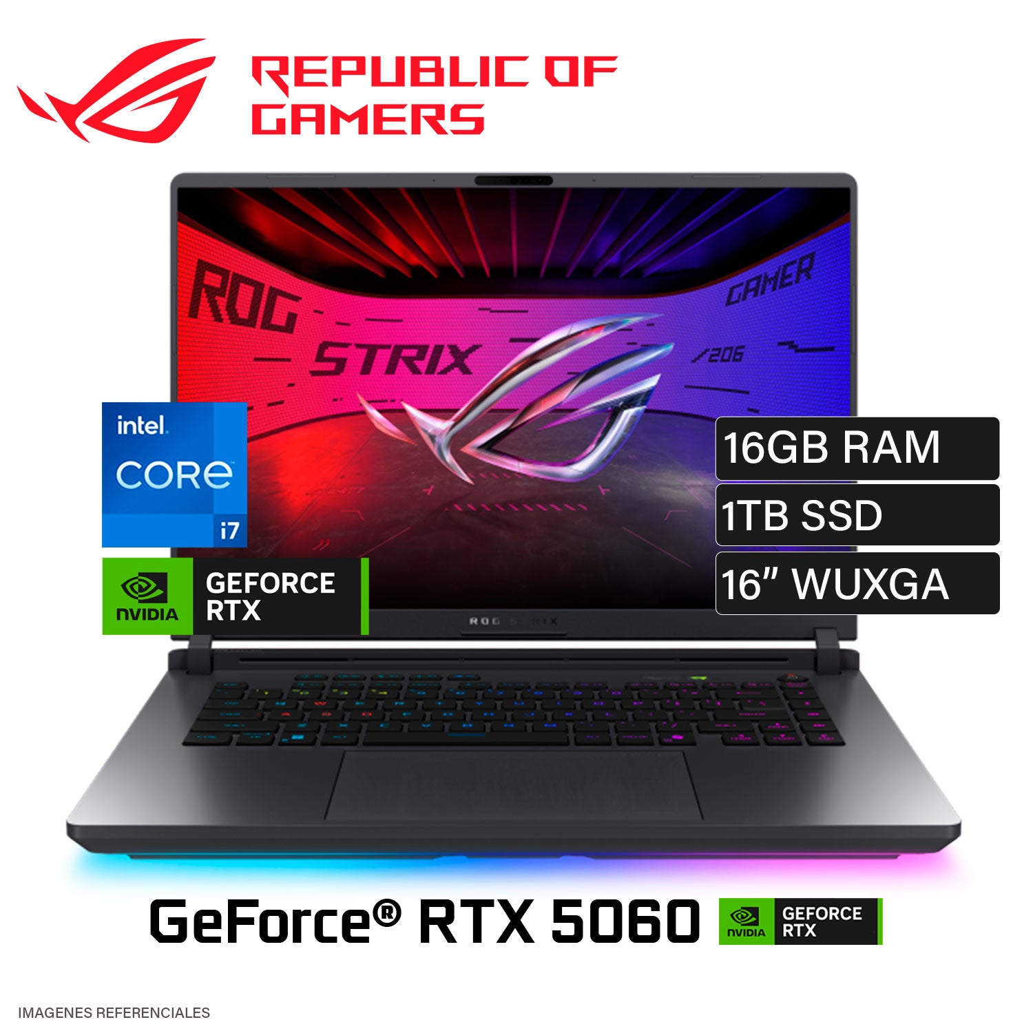 Laptop Asus ROG Strix G16 G615JMR-AS74 Intel Core i7 14650HX Ram 16GB Disco 1TB SSD NVIDIA RTX 5060 8GB 16" WUXGA Windows 11 (90NR0LB1-M000M0)