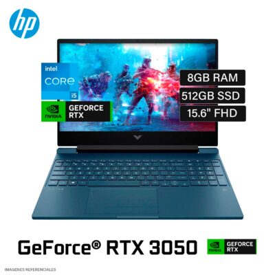 Laptop HP Victus 15-FA0021LA Intel core i5 12450H RAM 8GB Disco 512GB SSD Video Nvidia RTX 3050 4GB 15.6" FHD Windows 11 (A14LCLA#ABM)