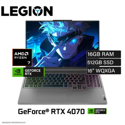 Laptop Lenovo Legion Slim 5 16AHP9 Ryzen 7 8845HS Ram 16GB Disco 512GB SSD Video Nvidia RTX 4070 8GB 16" WQXGA FreeDos (83DH0087LM)