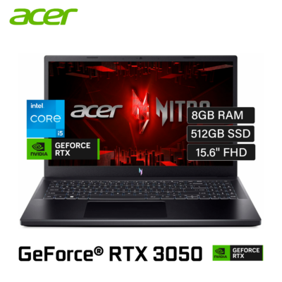 Laptop ACER Nitro V 15 ANV15-51-56GH Intel Core i5 13420H RAM 8GB Disco 512GB SSD Video Nvidia RTX 3050 6GB 15.6" FHD Windows 11