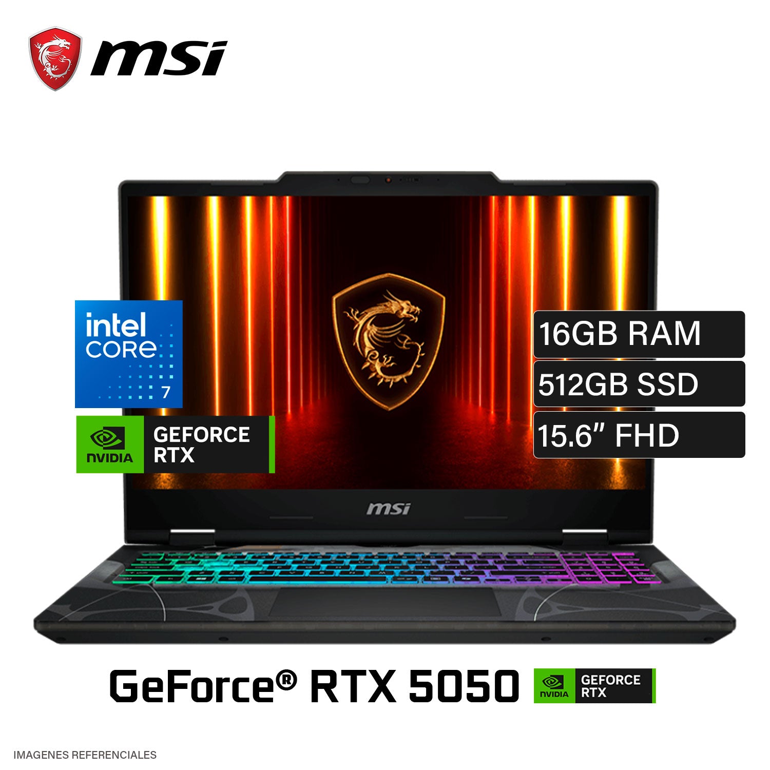 Laptop MSI Cyborg 15 B2RWEKG Intel Core 7 240H Ram 16GB Disco 512GB SSD Video NVIDIA RTX 5050 8GB 15.6" FHD Windows 11