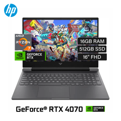 Laptop HP Victus 16-S1023DX Ryzen 7 8845HS RAM 16GB Disco SSD 512GB Video Nvidia RTX 4070 8GB 16" FHD Windows 11 (A1SV3UA#ABA)