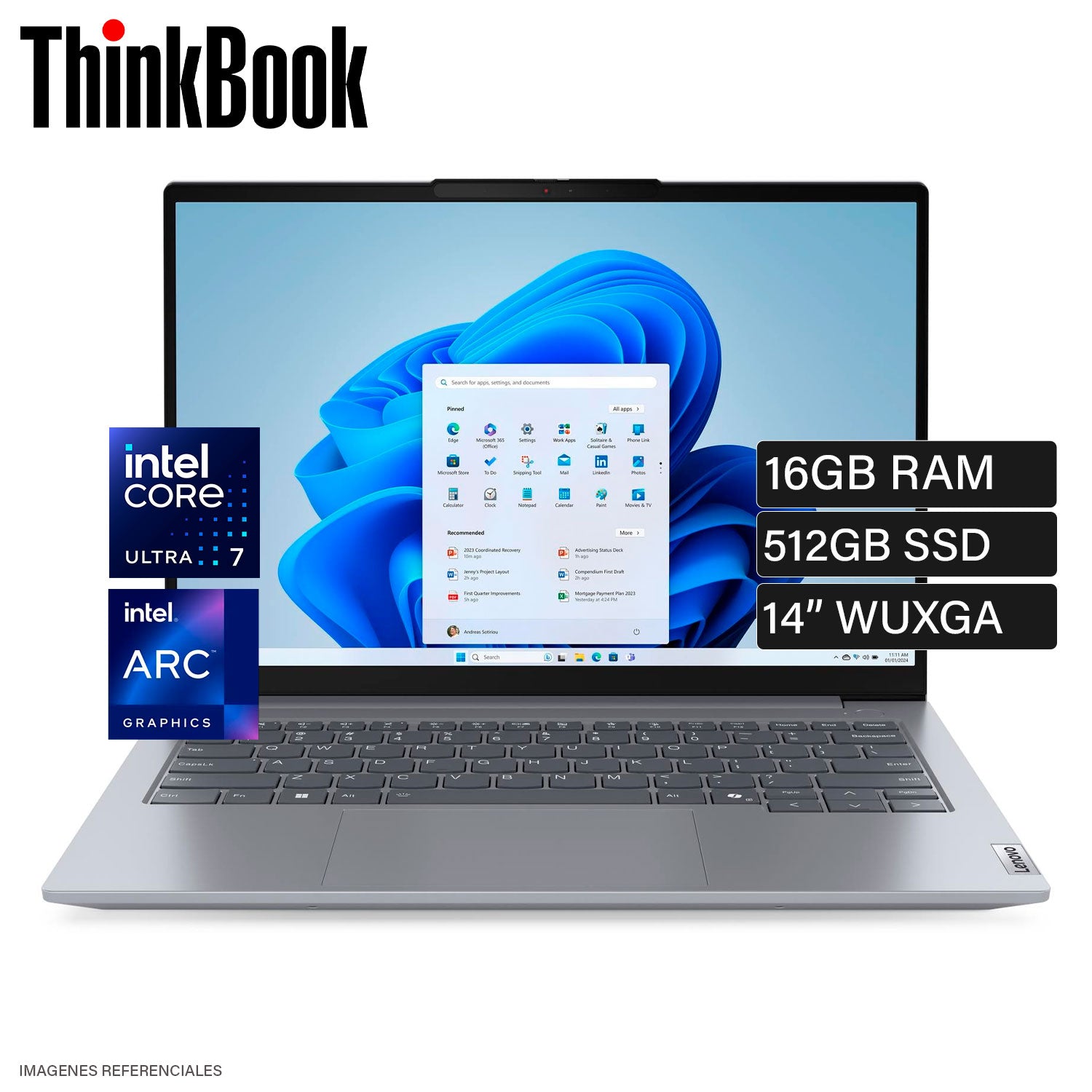 Laptop Lenovo ThinkBook 14 G7 IML Intel Core Ultra 7 155H Ram 16GB Disco 512GB SSD 14" WUXGA Windows 11 Pro (21MR00CJLM)