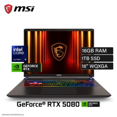 Laptop Gamer MSI Vector 16HX AI A2XWIG-084PE Intel Core Ultra 9 275HX Ram 16GB Disco 1TB SSD Video Nvidia RTX 5080 16GB 16" WQXGA Windows 11 (9S7-15M352-084)
