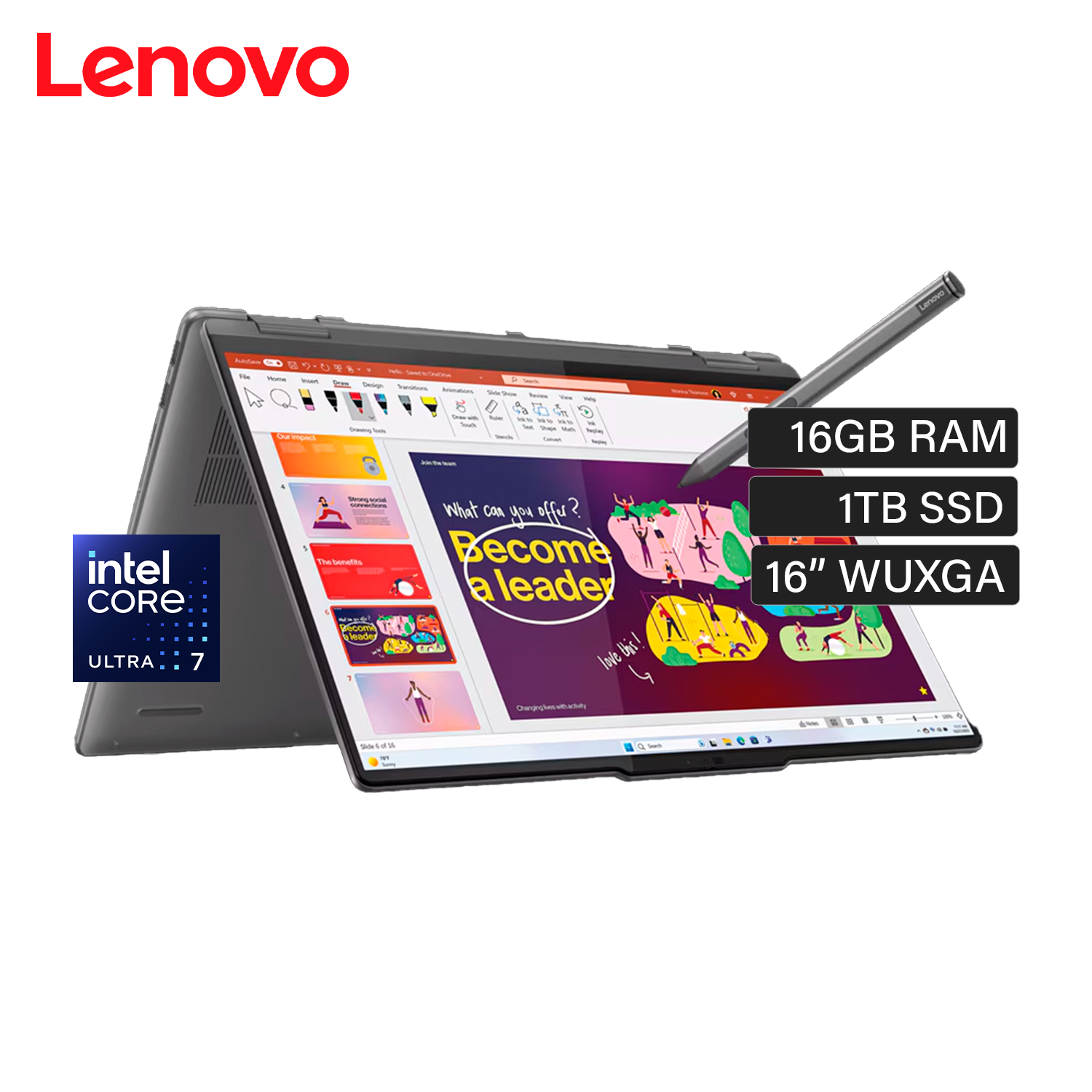 Laptop Lenovo Yoga Slim 7 16IML9 Intel Core Ultra 7 155U RAM 16GB Disco 1TB SSD 16" WUXGA Windows 11